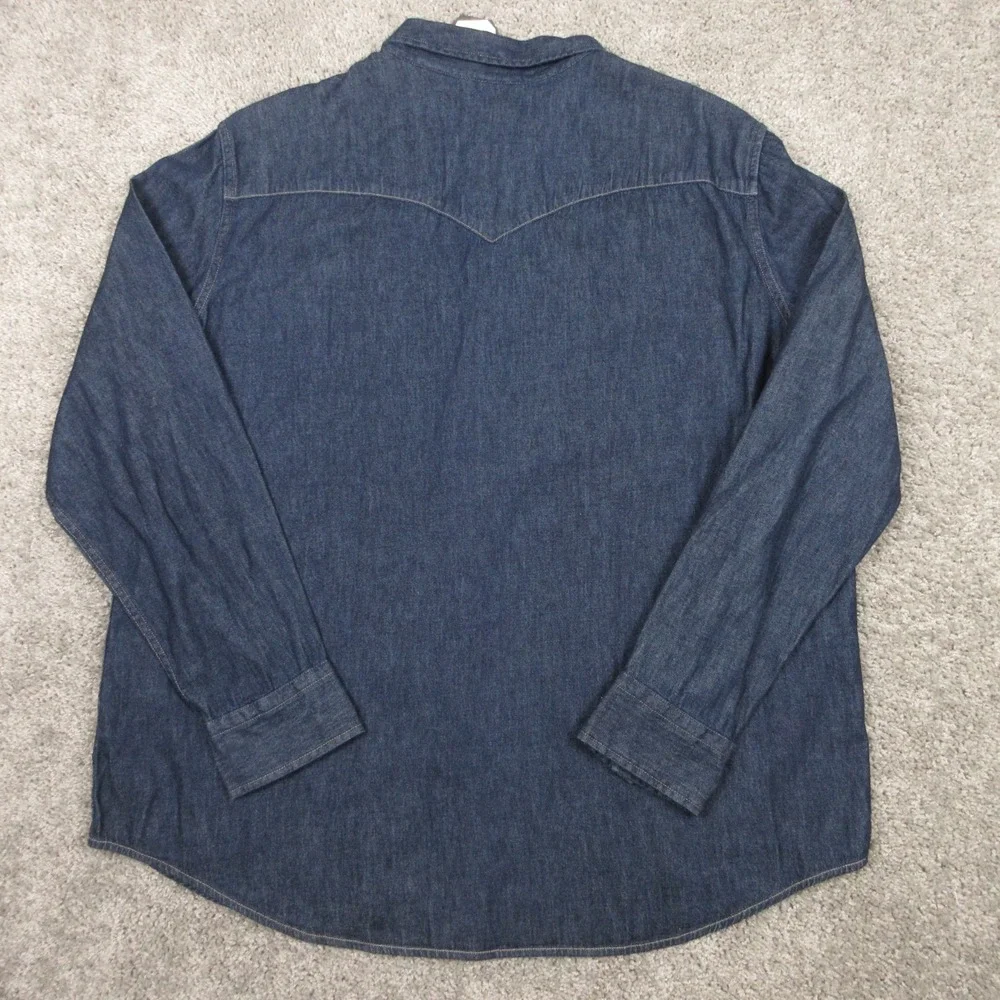 Levis Shirt Mens 2XL Blue Denim Pearl Snap‎ Western Cowboy Chambray Rodeo Ranch